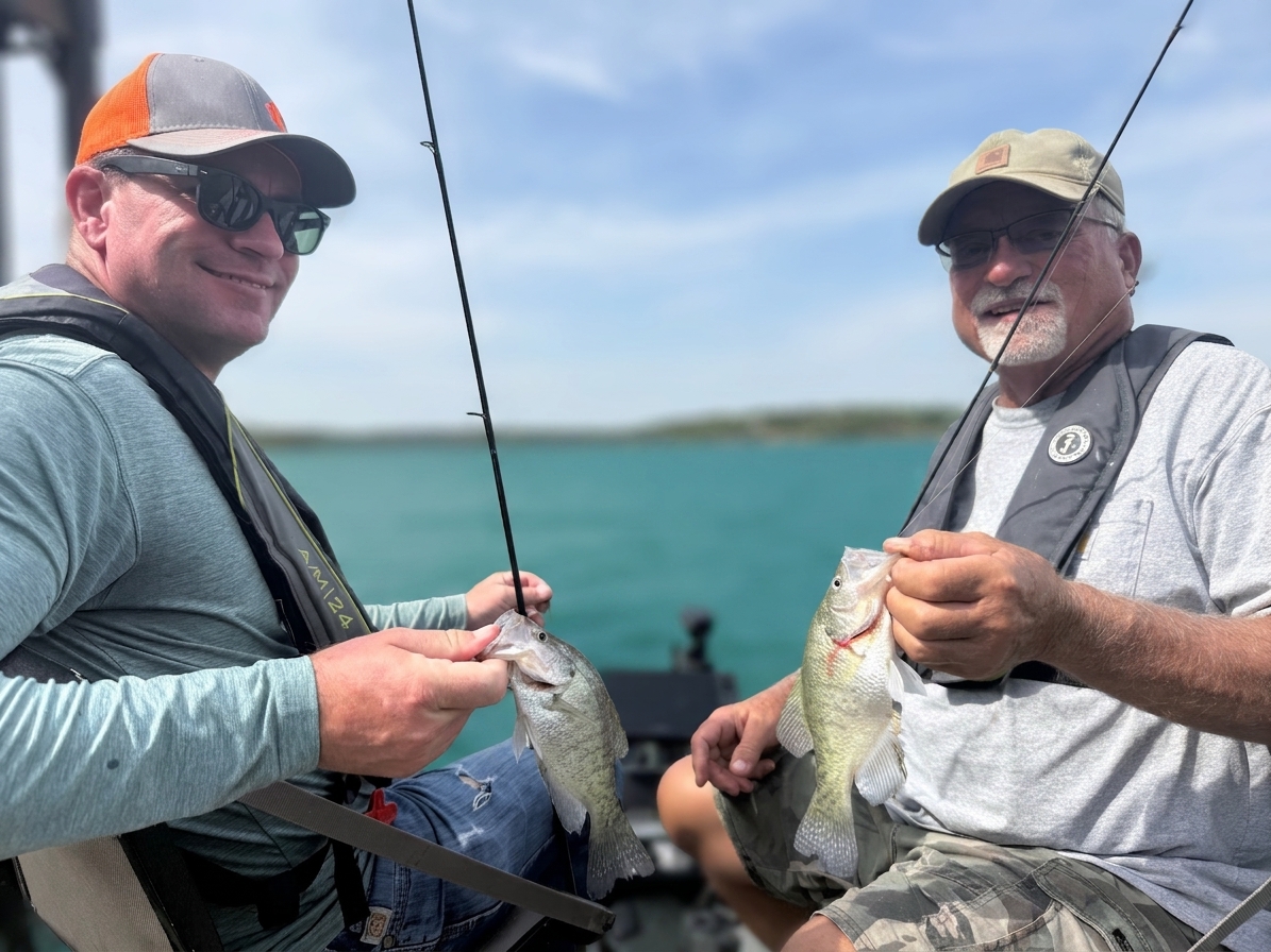 2 white crappie caught on Lake Bridgeport, Aug 23, 2026