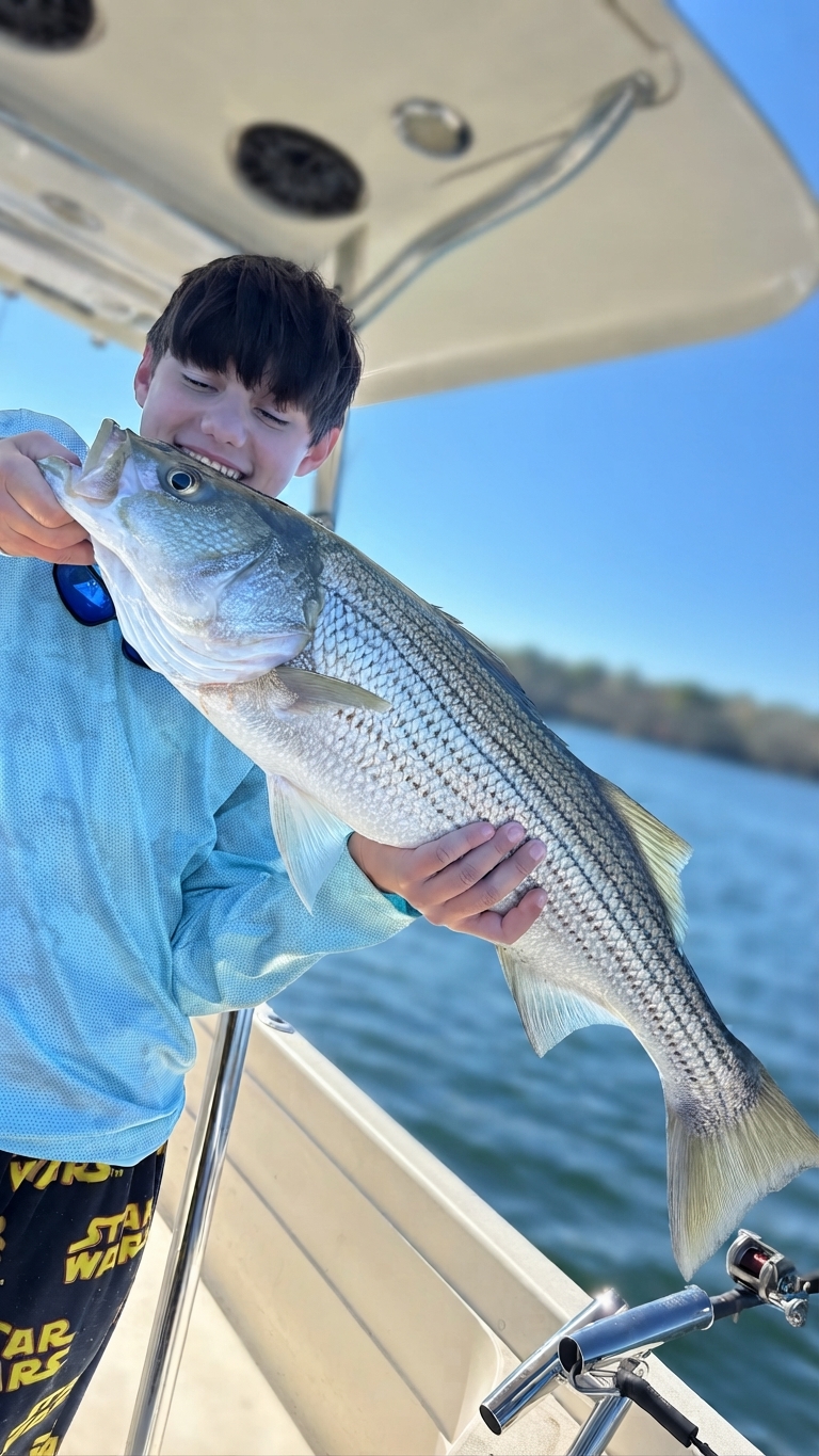 Striped bass caught on Lake Lanier, Oct 12, 2026