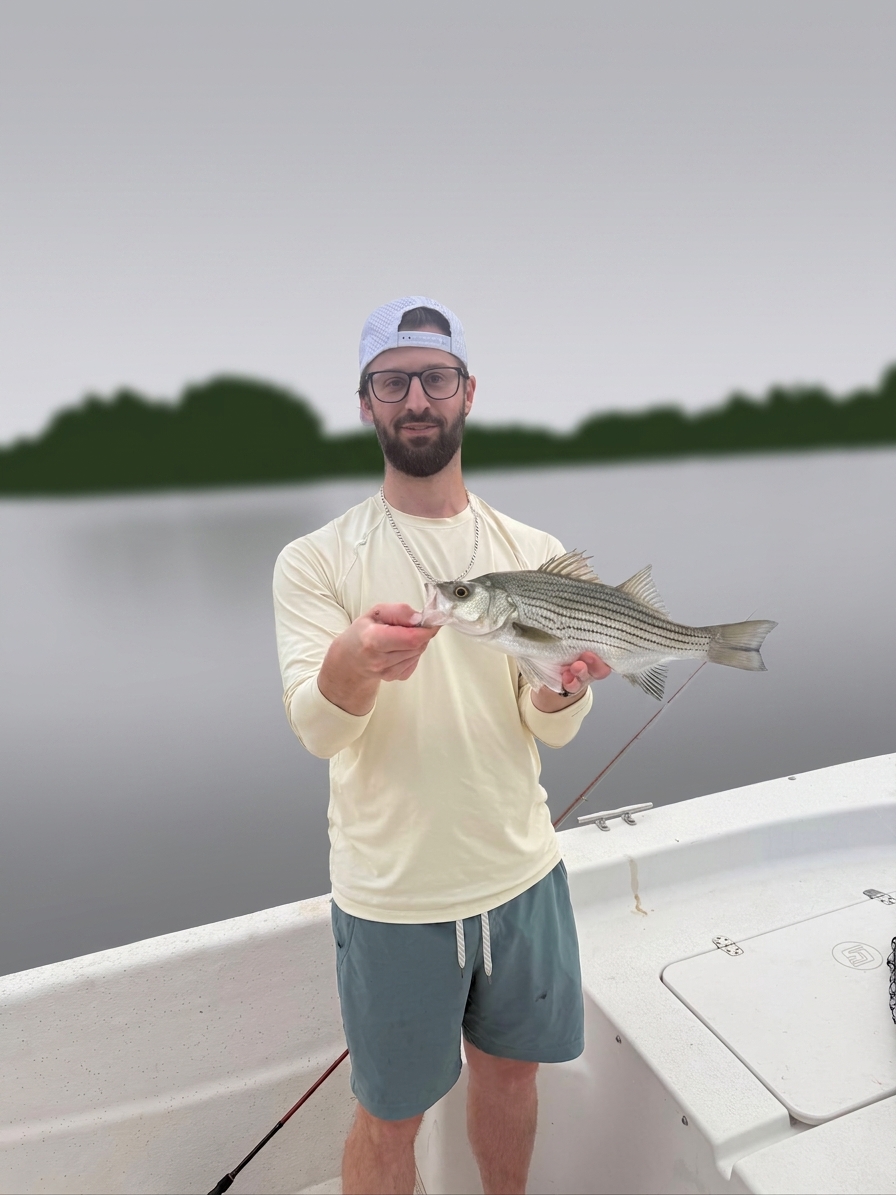 Striped bass caught on Jackson Lake, Aug 5, 2026