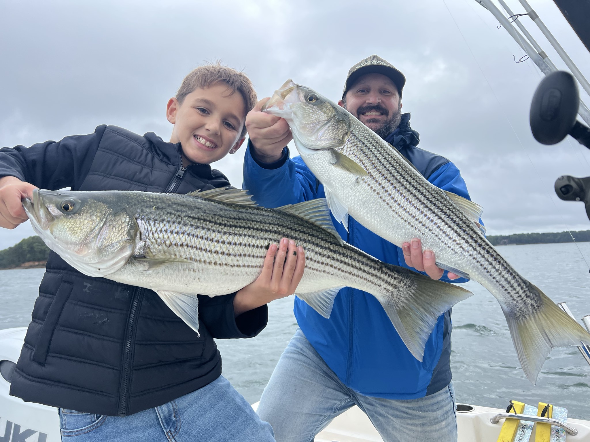 2 striped bass caught on Lake Lanier, Oct 11, 2026