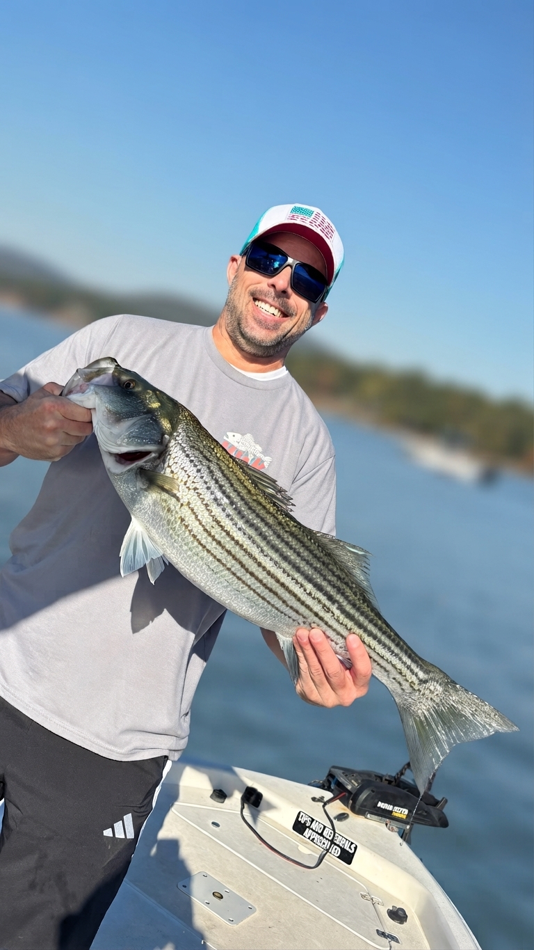 Striped bass caught on Lake Lanier, Oct 12, 2026