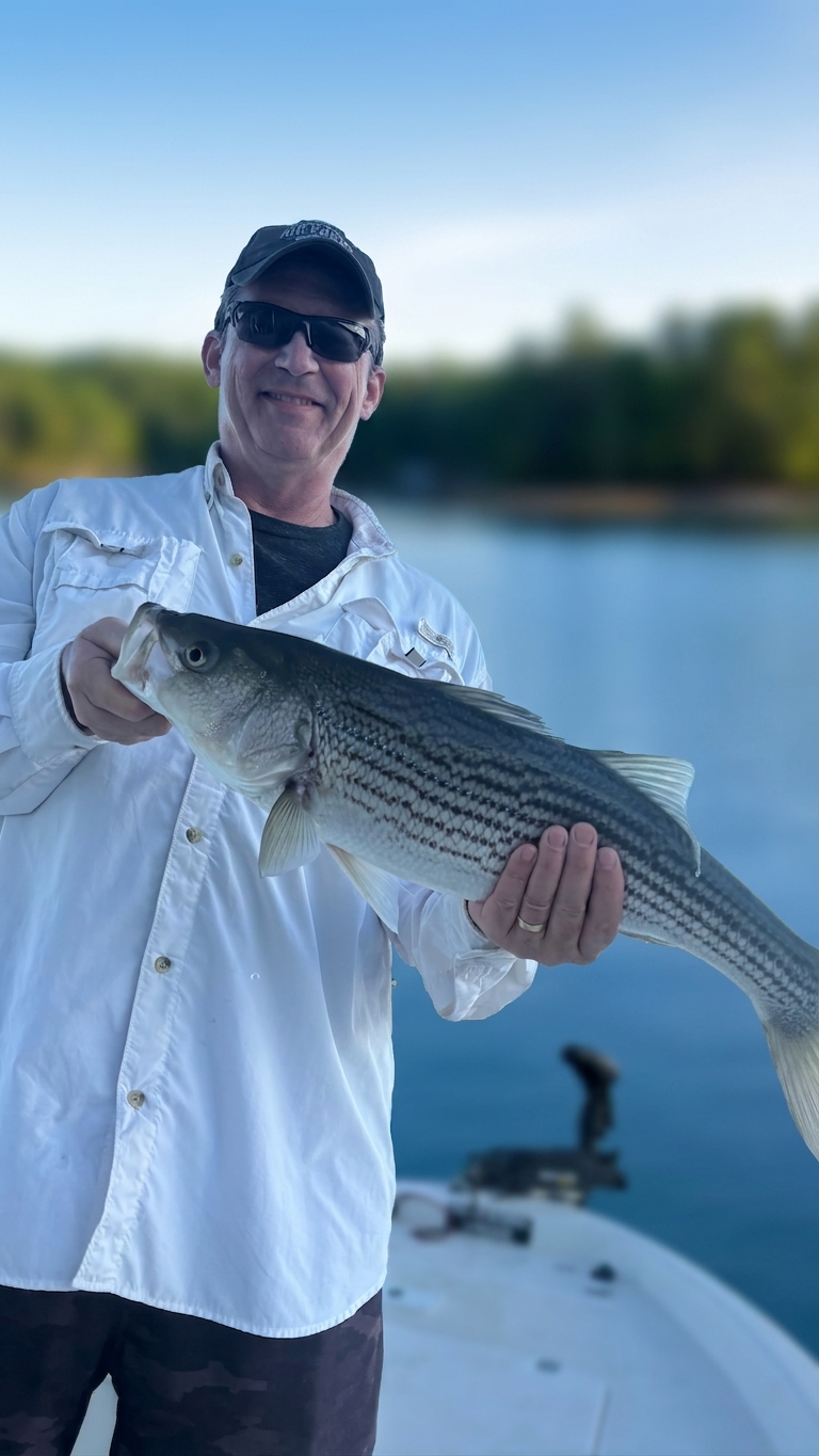 Striped And Spotted Bass Action On Lake Lanier