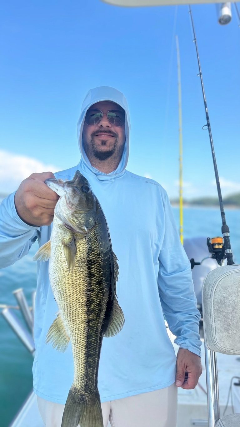 Spotted bass caught on Lake Lanier, Sept 20, 2026