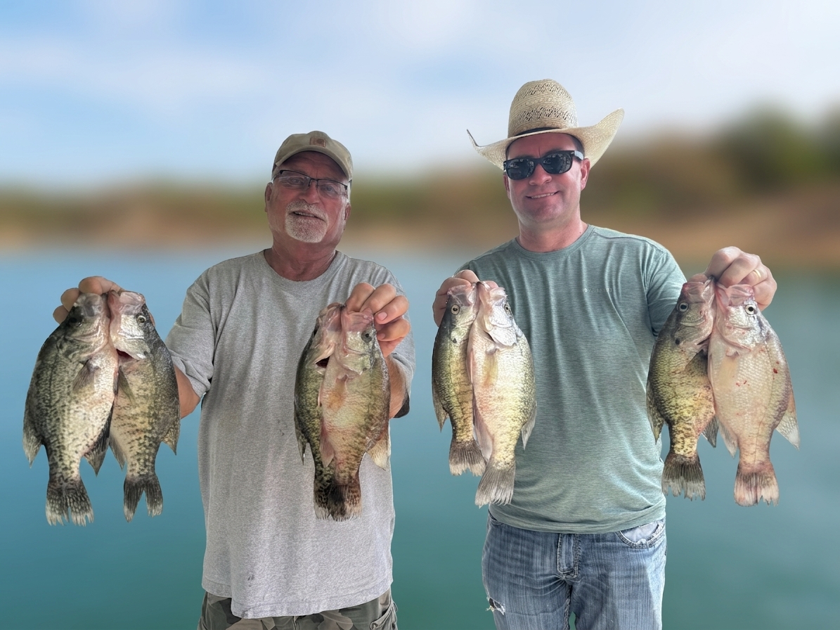 6 black crappie caught on Lake Bridgeport, Aug 23, 2026