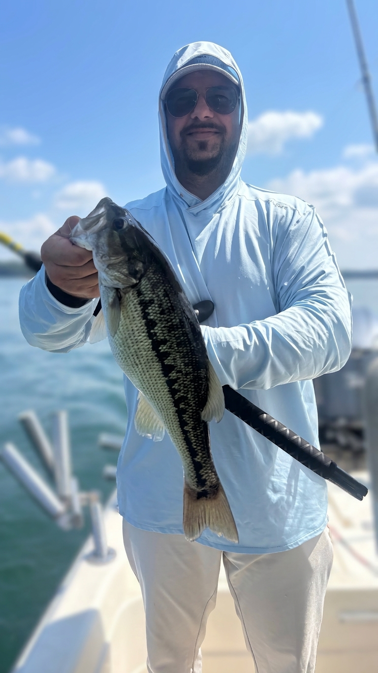 Spotted bass caught on Lake Lanier, Sept 20, 2026