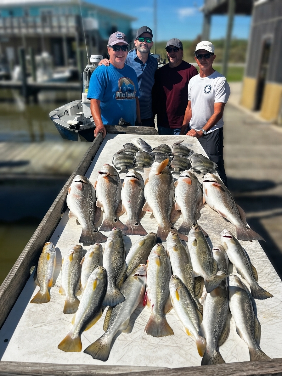 8 sheepshead, 6 red drum and 13 spotted seatrout caught out of Venice, Oct 21, 2026