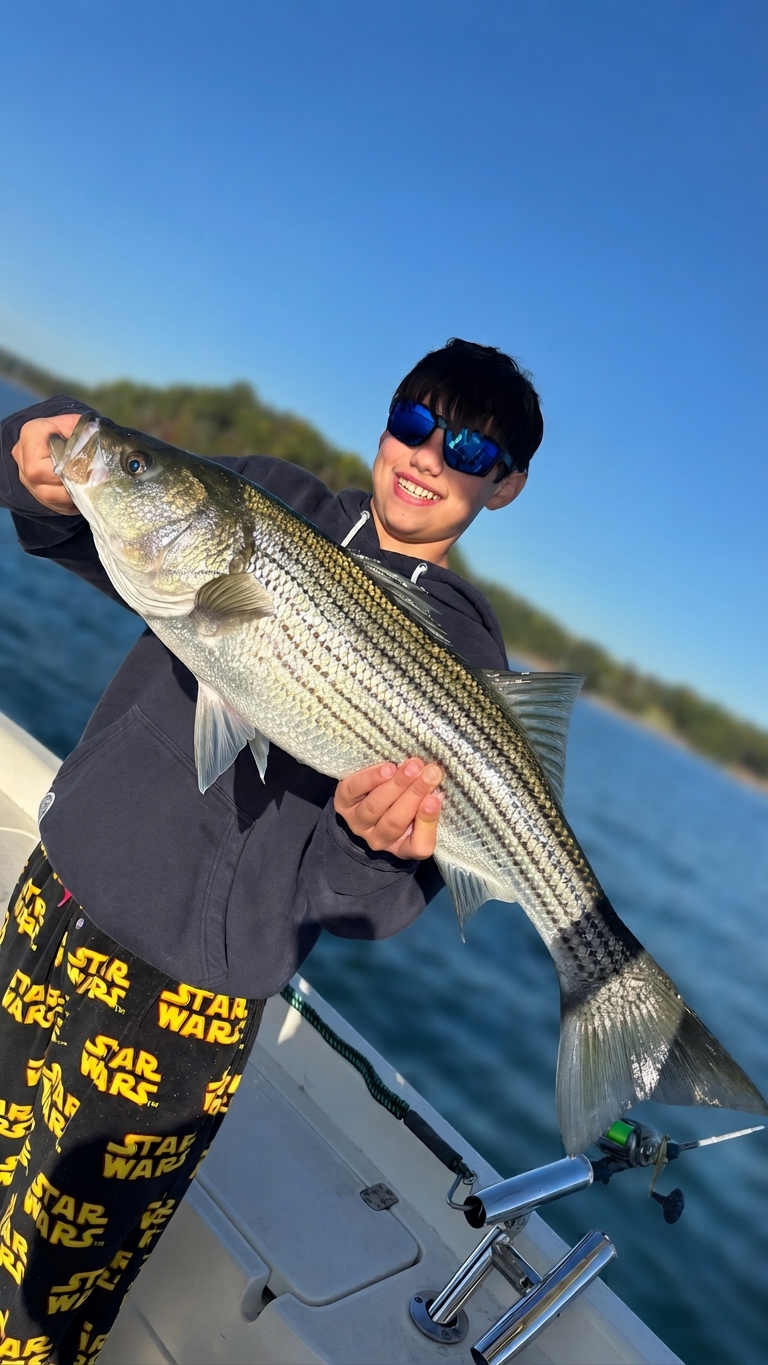 Striped bass caught on Lake Lanier, Oct 12, 2026