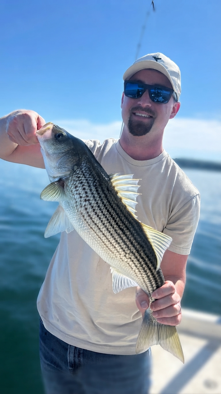 Striped bass caught on Lake Lanier, Oct 8, 2026