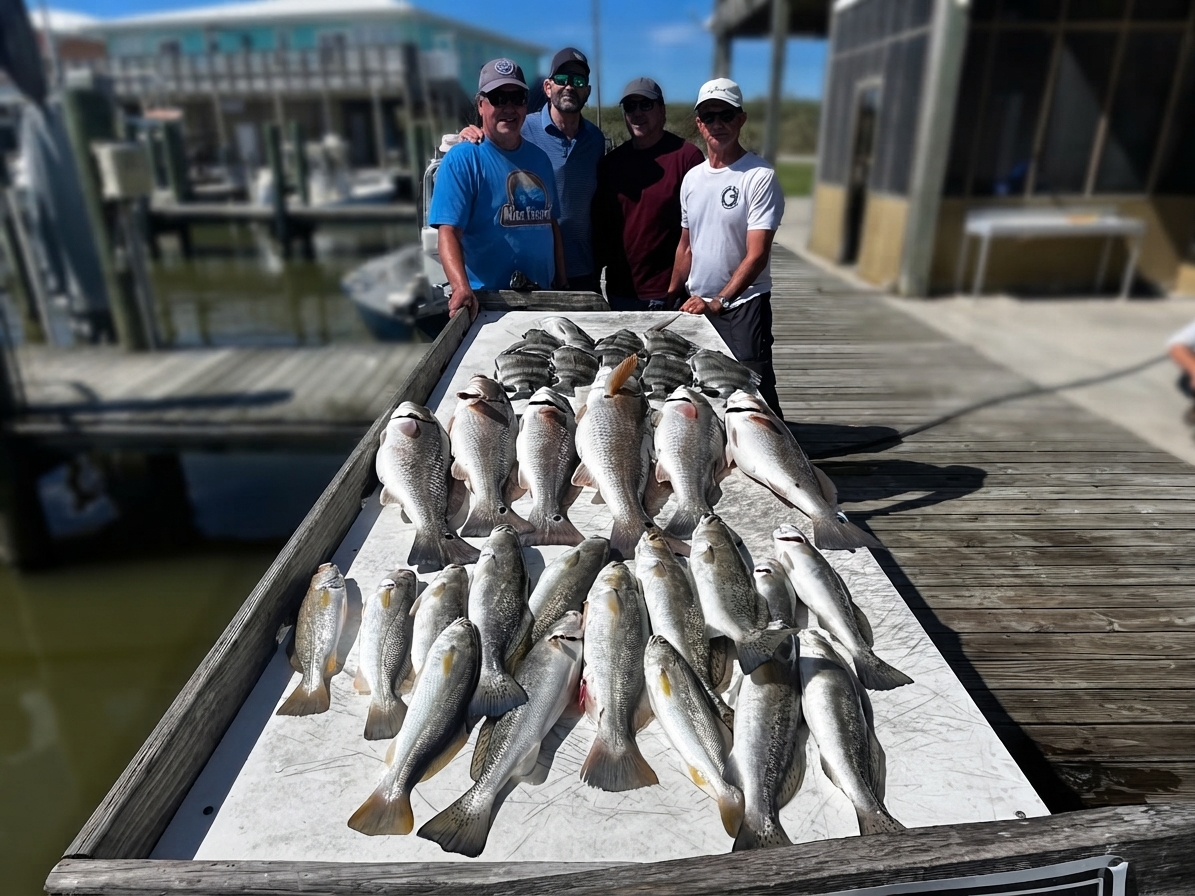 6 red drum and 11 spotted seatrout caught out of Venice, Oct 21, 2026