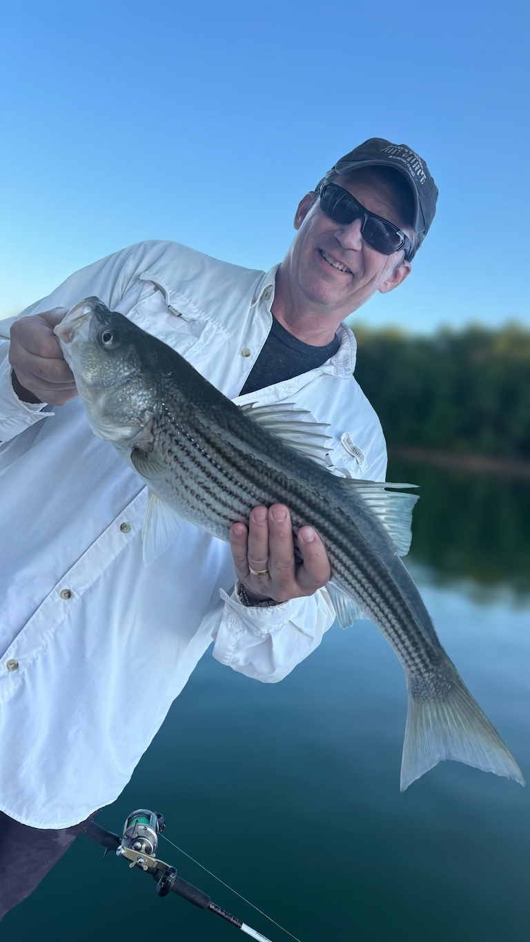 Striped And Spotted Bass Action On Lake Lanier